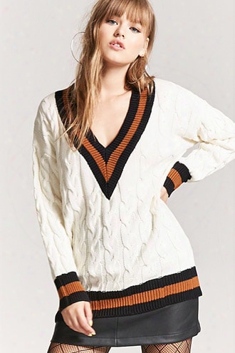 Varsity Stripe Cable Knit Sweater