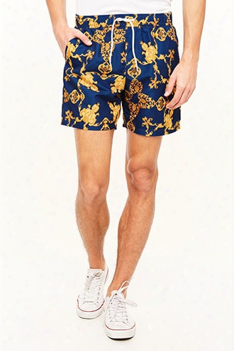 Baroque-inspired Print Swim Trunks