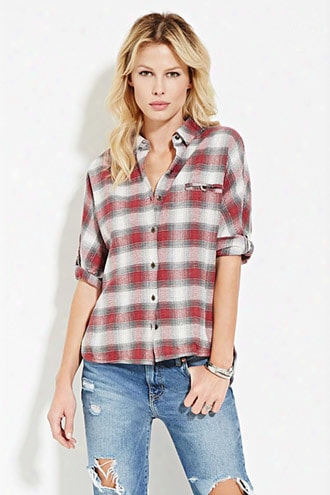 Boxy Textured Plaid Shirt