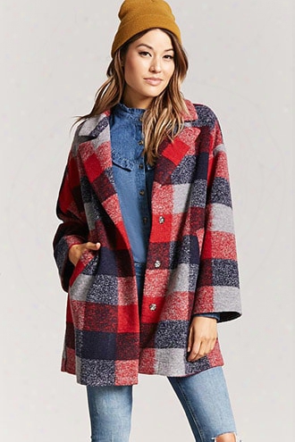 Buffalo Plaid Snap-button Coat