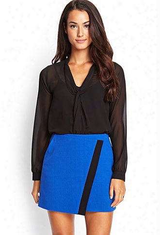 Contemporary Faux Wrap Crepe Skirt