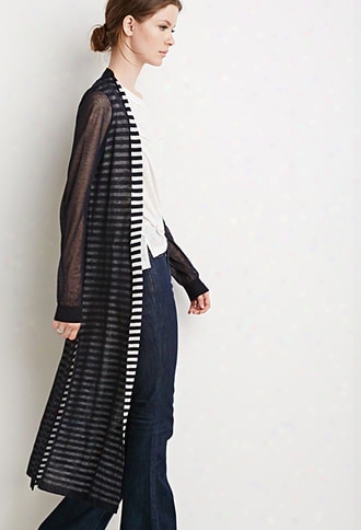Contemporary Shadow Stripe Longline Cardigan