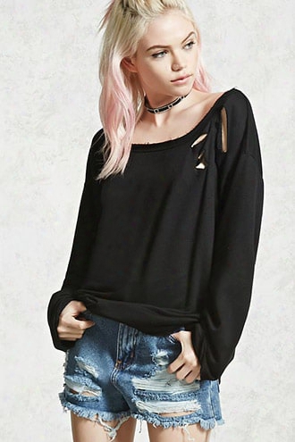 Distressed French Terry Top