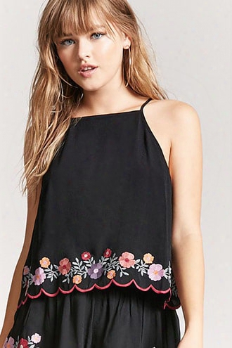 Embroidered Split-back Cami