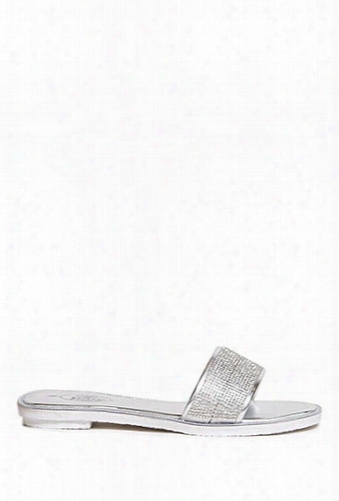 Faux Leather Rhinestone Slides