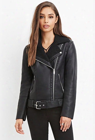 Faux Shearling Moto Jacket