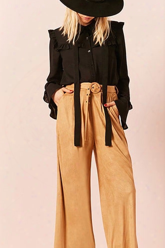 Faux Suede High-waist Pants