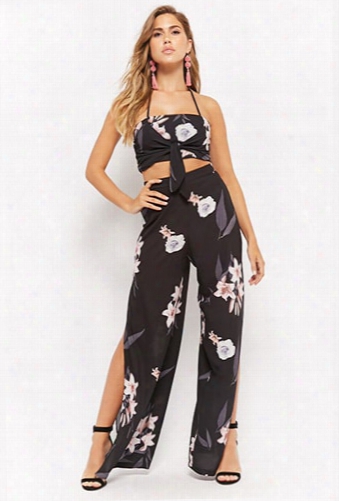 Florral Print Cropped Cami & Pants Set