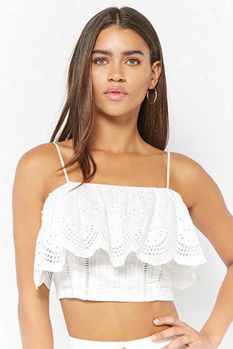 Flounce Eyelet Crop Top