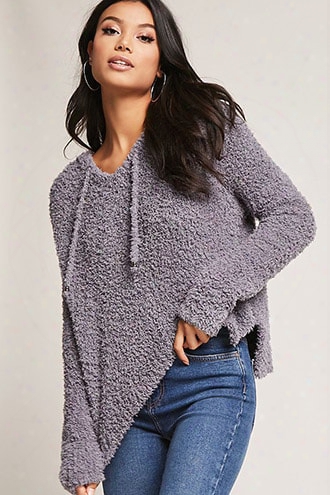 Fuzzy Knit Hooded Pullover