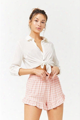 Gingham Ruffle-trim Shorts