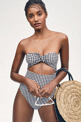 Gingham Strapless One-piece Swimsuit