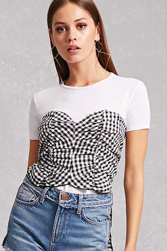 Gingham Twofer Top