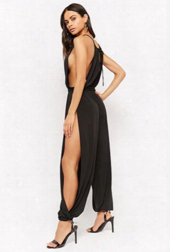 High-neck Open-leg Jumpsuit