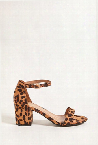 Leopard Faux Suede Block Heels