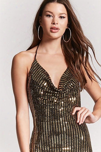 Metallic Bodycon Halter Dress