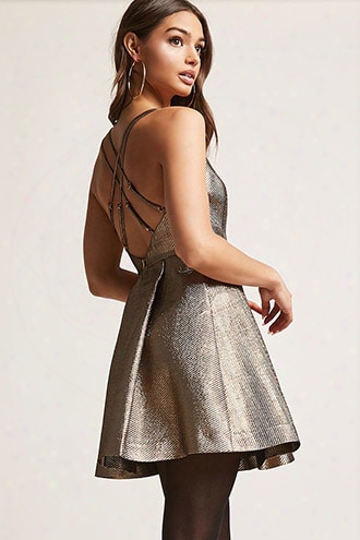 Metallic Fit And Flare Dress