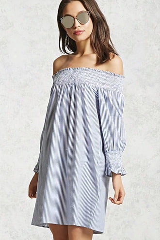 Off-the-shoulder Smocked Dress