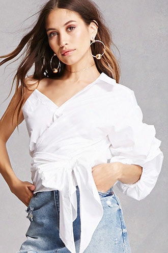 One-shoulder Wrap Shirt