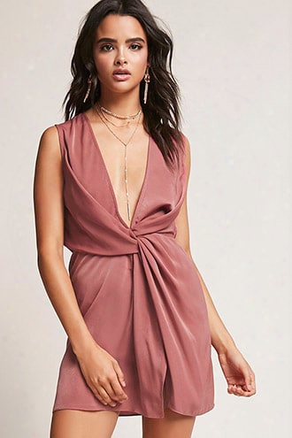 Plunging Twist-hem Dress