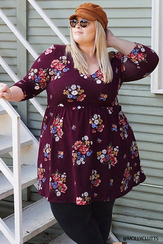 Plus Size Belted Floral Mini Dress