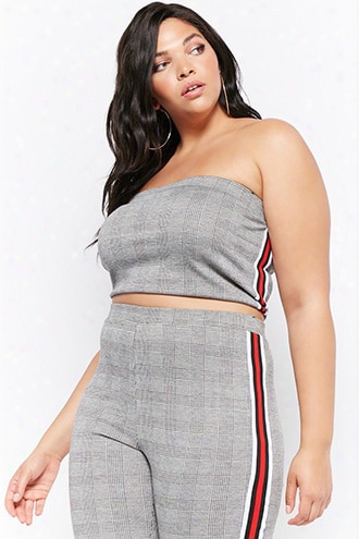 Plus Size Glen Plaid Tube Top & Pants Set