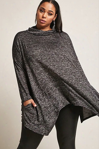 Plus Size Marled Turtleneck Trapeze Tunic