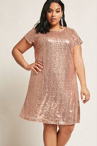 Plus Size Metallic Sequin Dress