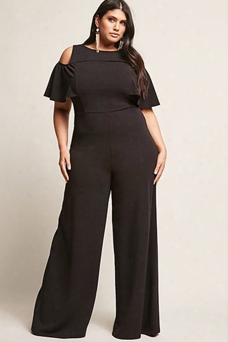 Plus Size Open-shoulder Jumpsuit