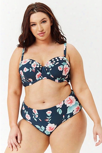 Plus Size Paramour Rose Print Bikini Bottoms