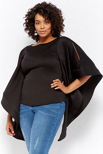 Plus Size Scuba Knit Angel-sleeve Top