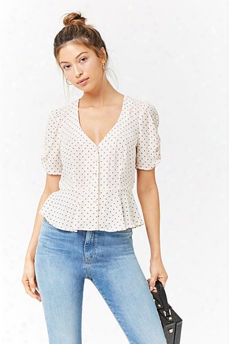 Polka Dot Chiffon Flounce Top