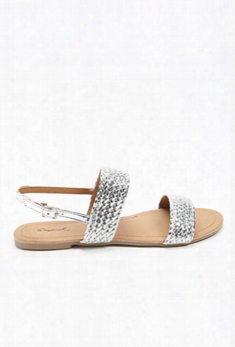 Qupid Metallic Braided Sandals