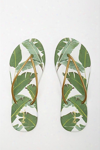 Qupid Palm Leaf Flip Flops