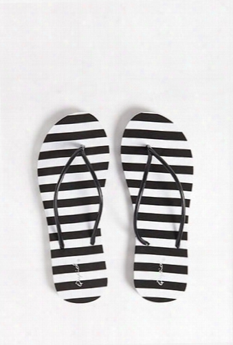 Qupid Striped Flip Flops