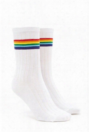 Rainbow Stripe Crew Socks