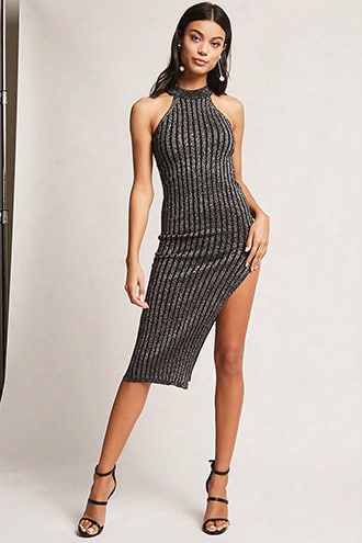 Ribbed Metallic Knit Dress