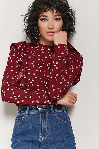 Ruffled Floral Chiffon Top