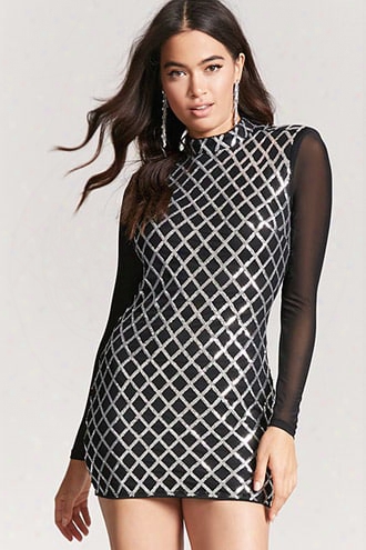 Sequin Mock Neck Dress