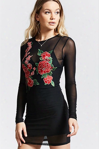 Sheer Mesh Embroidered Dress