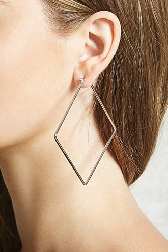 Square Drop Hoop Earrings