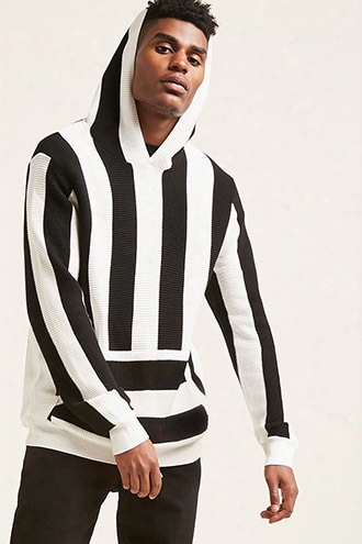 Stripe Sweater-knit Hoodie