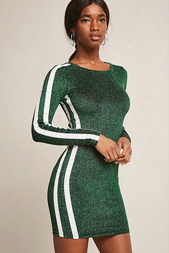 Stripe-trim Metallic Bodycon Dress