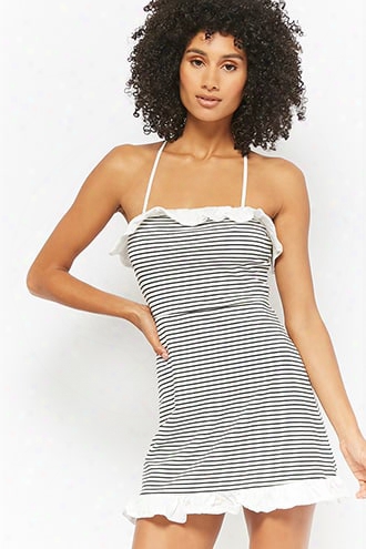 Striped Ruffle-trim Cami Dress