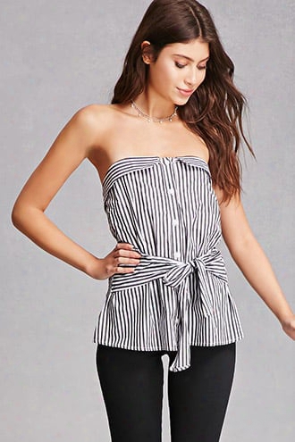 Striped Strapless Top