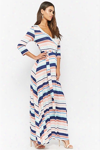 Striped Surplice Maxi Dress