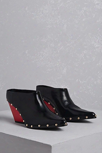 Studded Faux Leather Mules