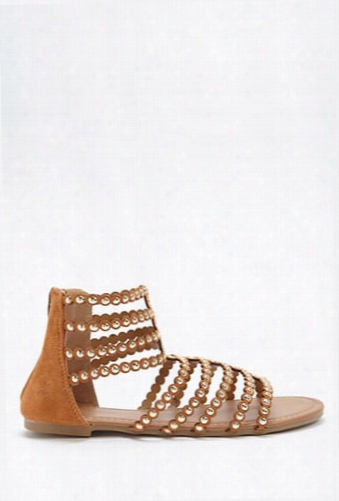 Studded Faux Suede Gladiator Sandals