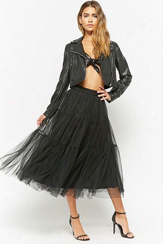 Tiered Tulle Midi Skirt