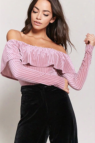 Velvet Stripe Flounce Bodysuit